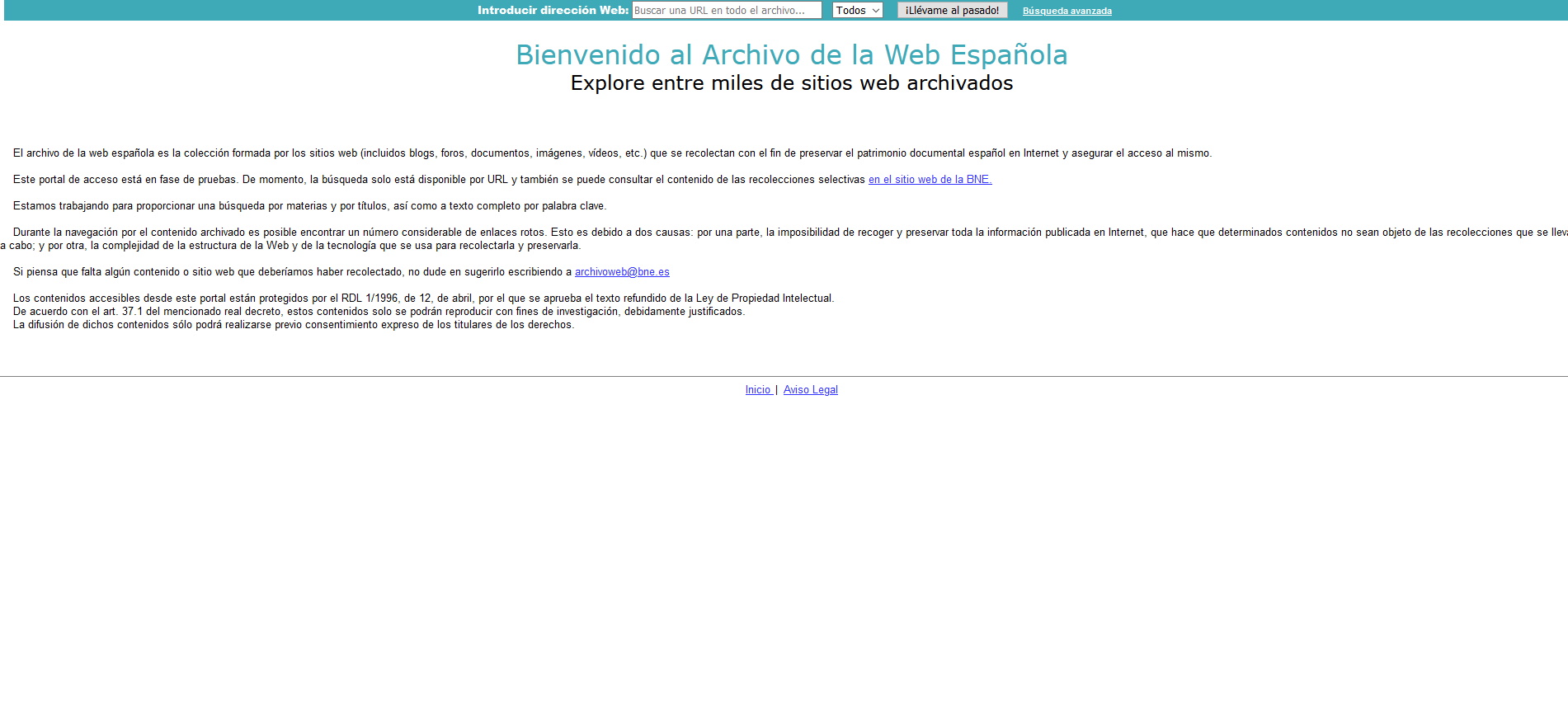 Imagen de la página de inicio del Portal de Archivo de la web Española